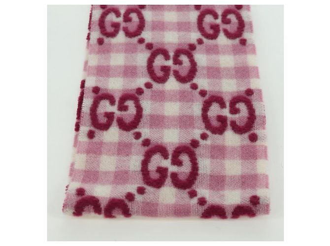 Gucci Sciarpa GG in lana rosa Auth YKZ483M - vista 7