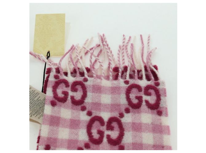 Gucci Sciarpa GG in lana rosa Auth YKZ483M - vista 9