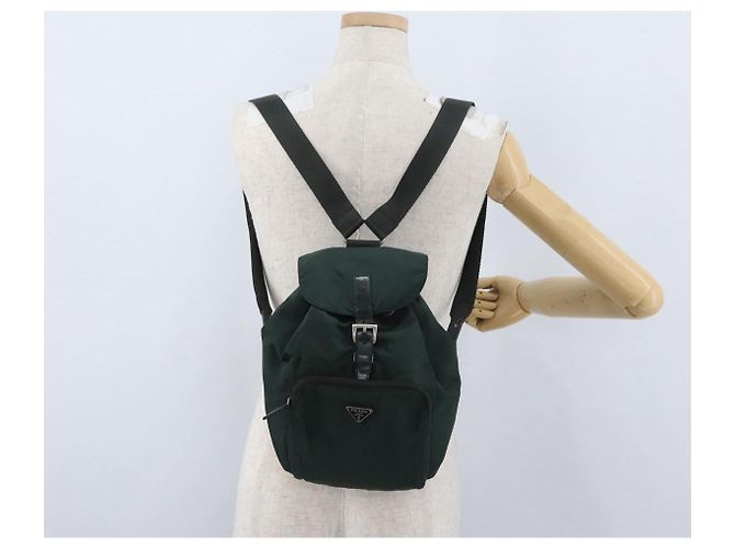 PRADA Backpack Nylon Green Silver Auth 173925 Silvery - view 25