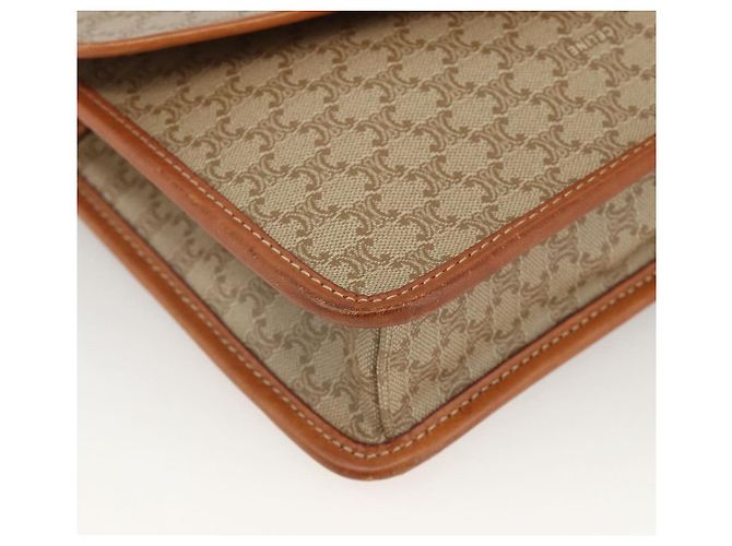 Céline Borsa a Spalla in Tela Macadam CELINE PVC Beige Oro Auth YKZ313A D'oro - vista 14