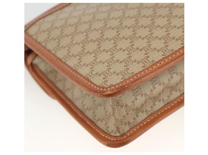 Céline Borsa a Spalla in Tela Macadam CELINE PVC Beige Oro Auth YKZ313A D'oro - vista 16