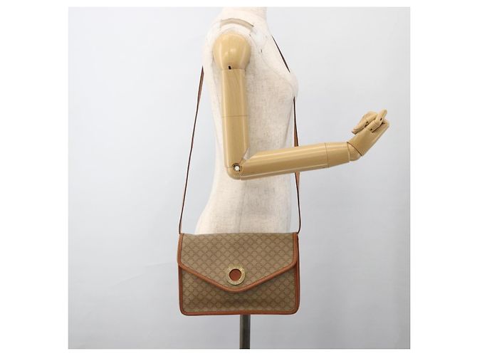 Céline Borsa a Spalla in Tela Macadam CELINE PVC Beige Oro Auth YKZ313A D'oro - vista 24