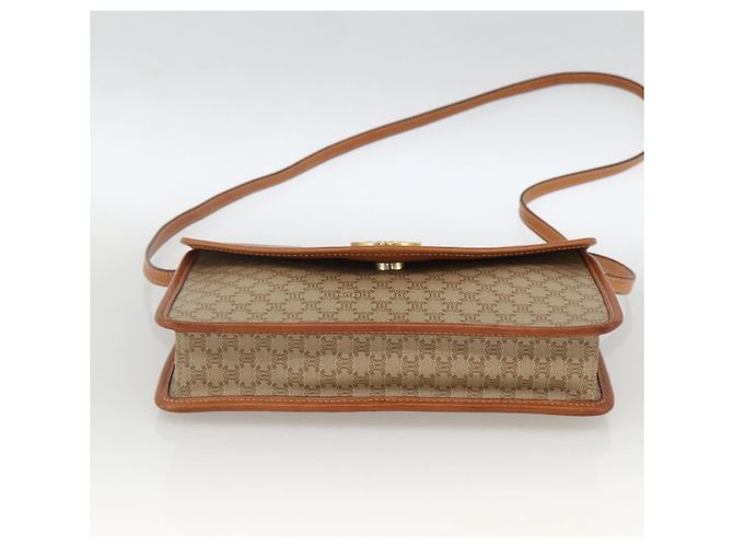 Céline Borsa a Spalla in Tela Macadam CELINE PVC Beige Oro Auth YKZ313A D'oro - vista 5