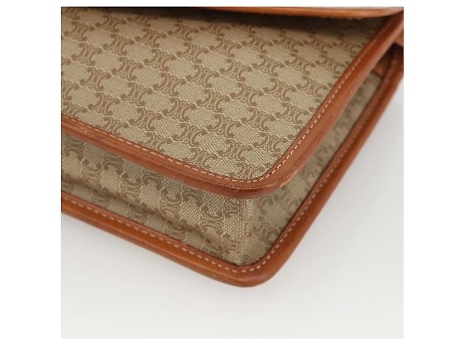 Céline Borsa a Spalla in Tela Macadam CELINE PVC Beige Oro Auth YKZ313A D'oro - vista 9