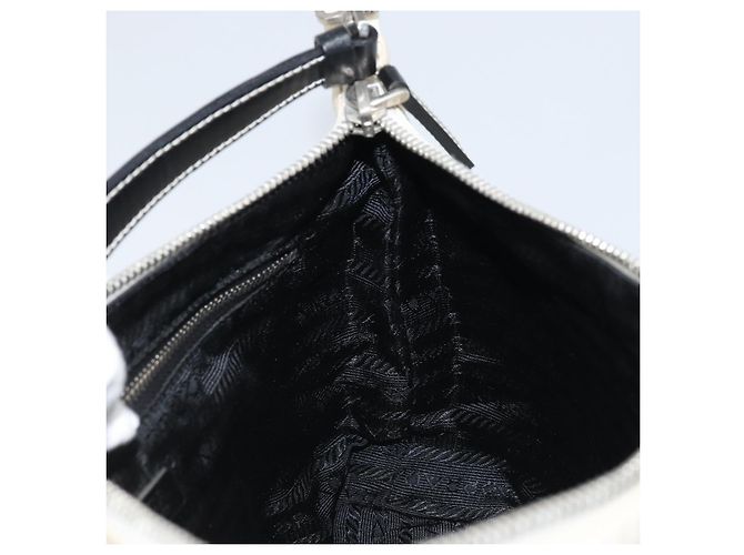 Borsa a mano PRADA in nylon argento e bianco Auth bs34109 - vista 20