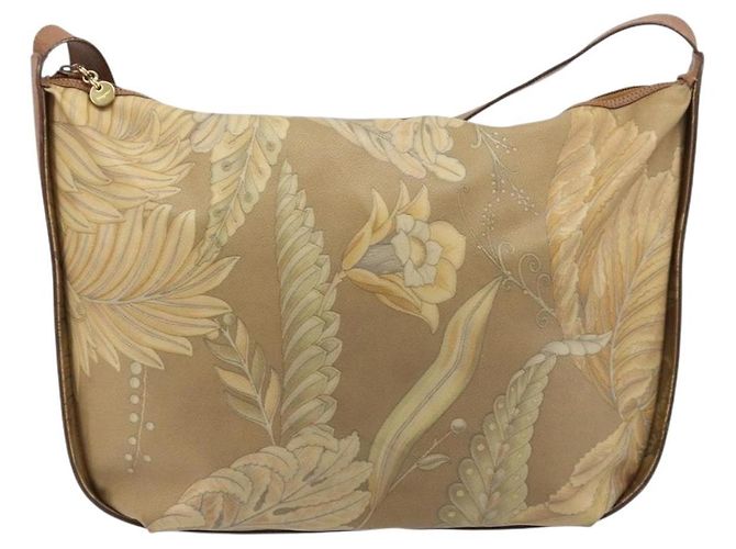 Borsa a Spalla Salvatore Ferragamo PVC Tela Beige Oro Auth bs33984 - vista 13