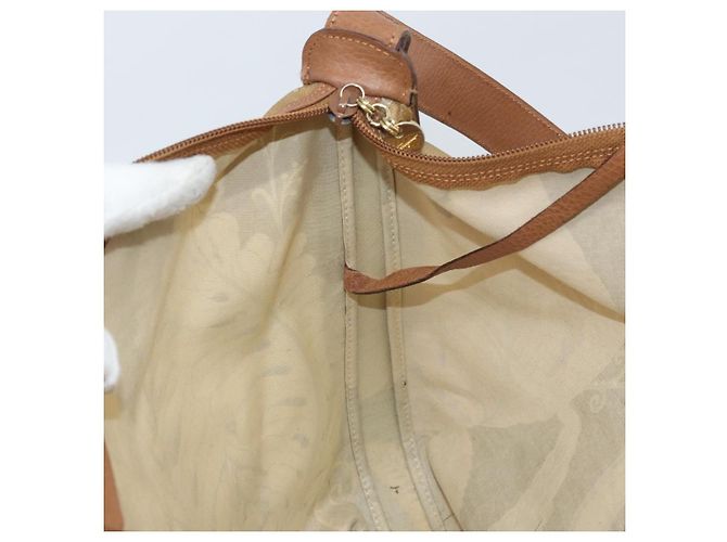Borsa a Spalla Salvatore Ferragamo PVC Tela Beige Oro Auth bs33984 - vista 17
