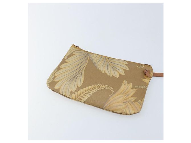 Borsa a Spalla Salvatore Ferragamo PVC Tela Beige Oro Auth bs33984 - vista 19