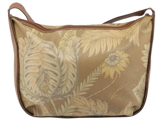 Borsa a Spalla Salvatore Ferragamo PVC Tela Beige Oro Auth bs33984 - vista 2
