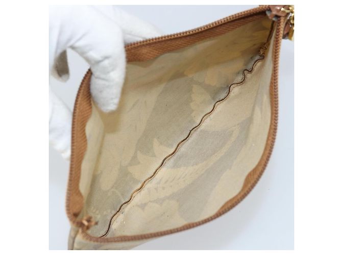 Borsa a Spalla Salvatore Ferragamo PVC Tela Beige Oro Auth bs33984 - vista 21