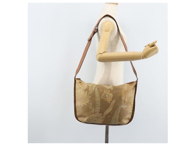 Borsa a Spalla Salvatore Ferragamo PVC Tela Beige Oro Auth bs33984 - vista 22