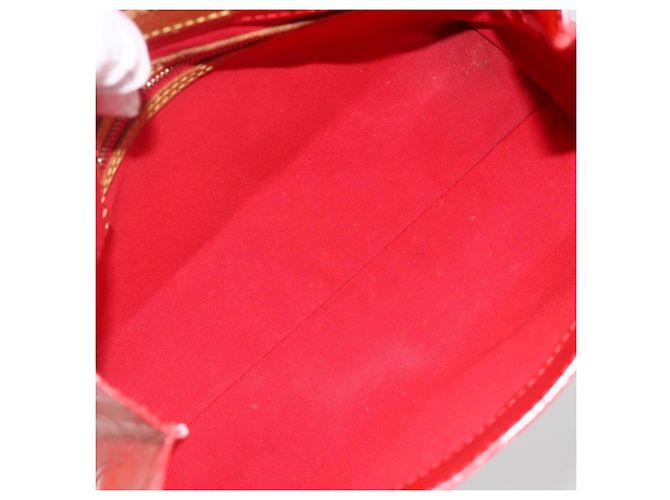 LOUIS VUITTON Monogram Vernis Reade PM Borsa a Mano Rossa M91088 LV Auth AMZ479 Rosso - vista 11
