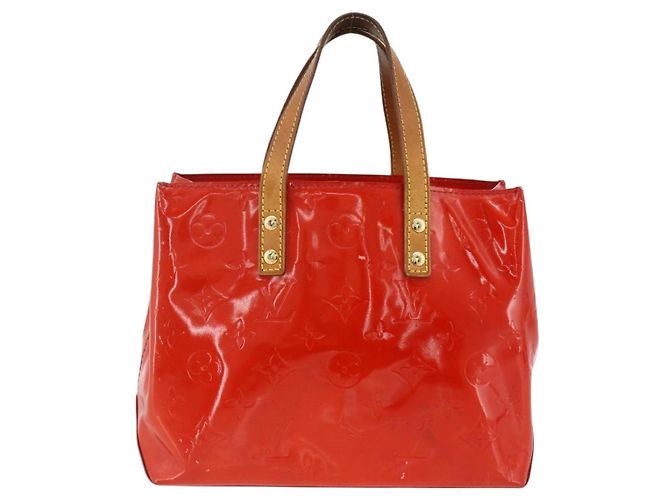 LOUIS VUITTON Monogram Vernis Reade PM Borsa a Mano Rossa M91088 LV Auth AMZ479 Rosso - vista 13