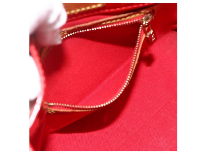 LOUIS VUITTON Monogram Vernis Reade PM Borsa a Mano Rossa M91088 LV Auth AMZ479 Rosso - vista 20