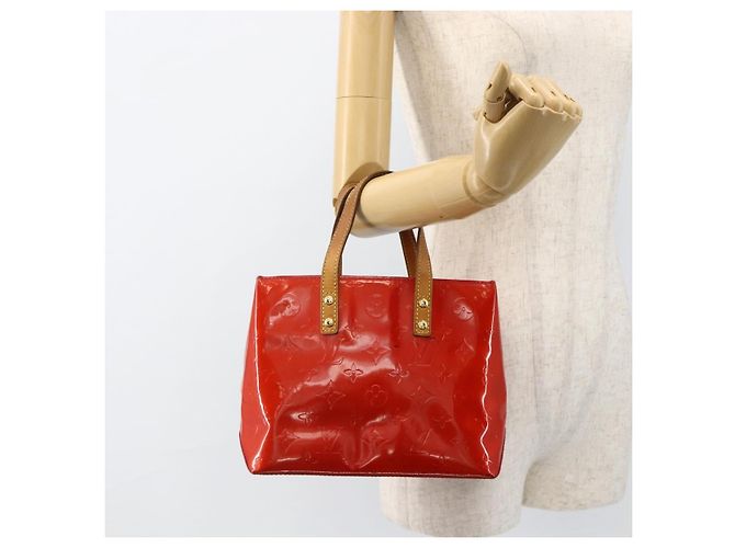 LOUIS VUITTON Monogram Vernis Reade PM Borsa a Mano Rossa M91088 LV Auth AMZ479 Rosso - vista 21
