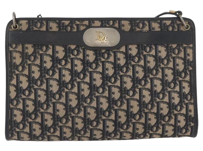 Borsa a Spalla in Tela Trotter Christian Dior Blu Navy e Oro Auth AMZ357 D'oro - vista 13