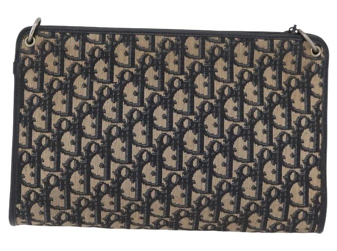 Borsa a Spalla in Tela Trotter Christian Dior Blu Navy e Oro Auth AMZ357 D'oro - vista 2
