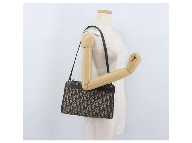 Borsa a Spalla in Tela Trotter Christian Dior Blu Navy e Oro Auth AMZ357 D'oro - vista 20