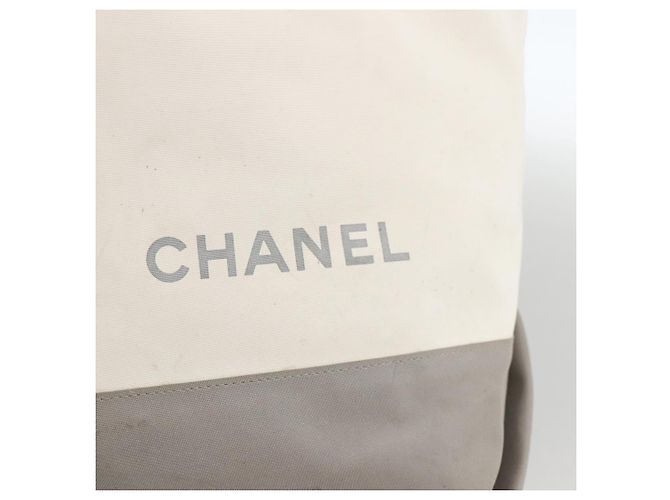 CHANEL Borsa Tote Nylon Bianco Argento CC Auth BSZ118 - vista 19