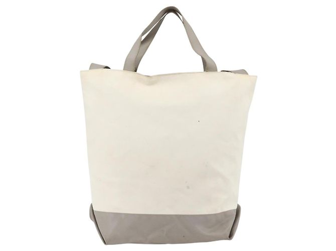 CHANEL Borsa Tote Nylon Bianco Argento CC Auth BSZ118 - vista 2