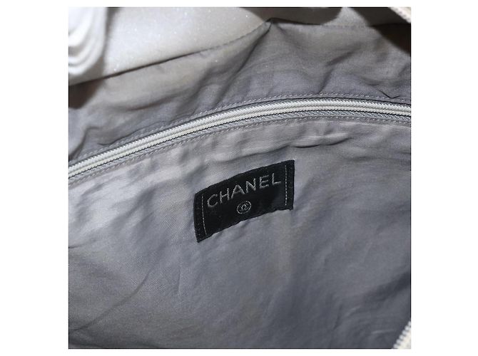 CHANEL Borsa Tote Nylon Bianco Argento CC Auth BSZ118 - vista 20