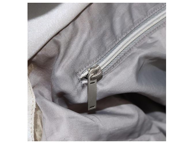 CHANEL Borsa Tote Nylon Bianco Argento CC Auth BSZ118 - vista 24