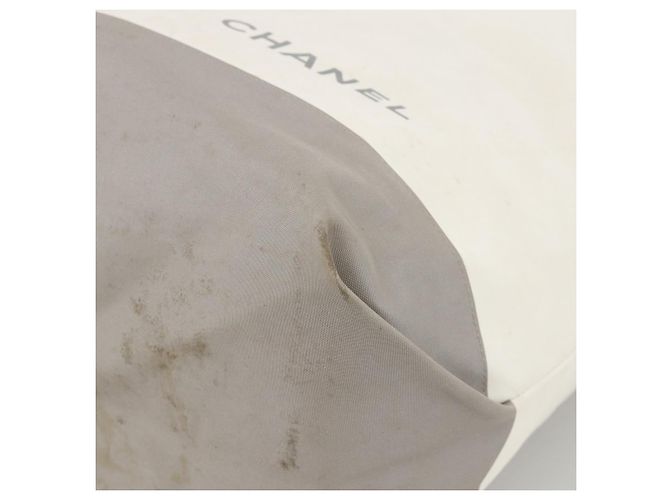 CHANEL Borsa Tote Nylon Bianco Argento CC Auth BSZ118 - vista 9