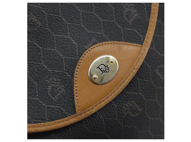 Christian Dior Bolso de hombro de lona de panal PVC negro y dorado Auth BA11669 - vista 10