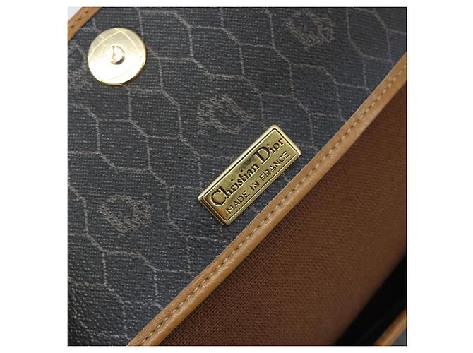 Christian Dior Bolso de hombro de lona de panal PVC negro y dorado Auth BA11669 - vista 17