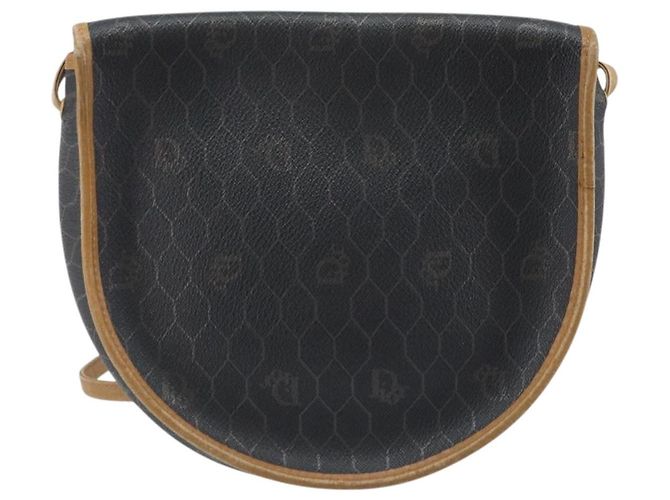 Christian Dior Bolso de hombro de lona de panal PVC negro y dorado Auth BA11669 - vista 2