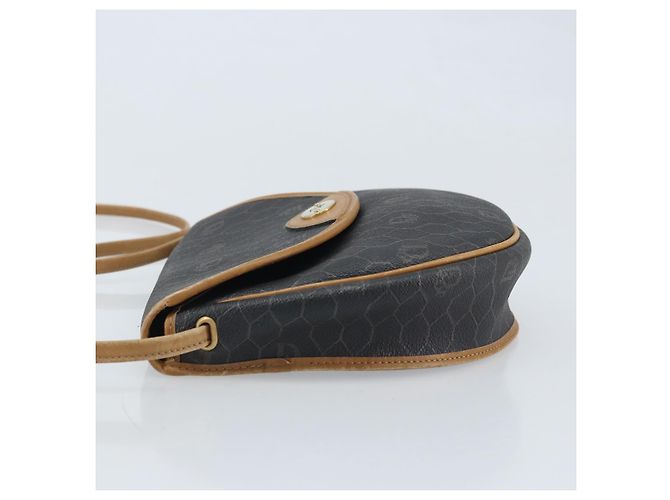 Christian Dior Bolso de hombro de lona de panal PVC negro y dorado Auth BA11669 - vista 4