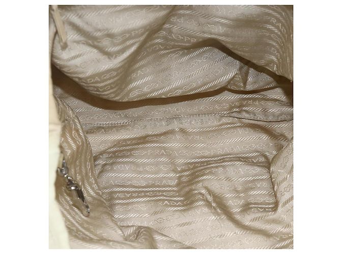 PRADA Borsa a mano in nylon beige argento autentica bs34100 - vista 10