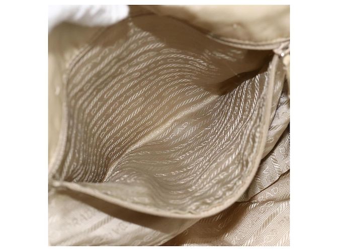 PRADA Borsa a mano in nylon beige argento autentica bs34100 - vista 11