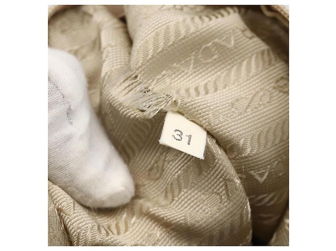 PRADA Borsa a mano in nylon beige argento autentica bs34100 - vista 12