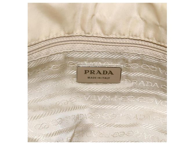 PRADA Borsa a mano in nylon beige argento autentica bs34100 - vista 17