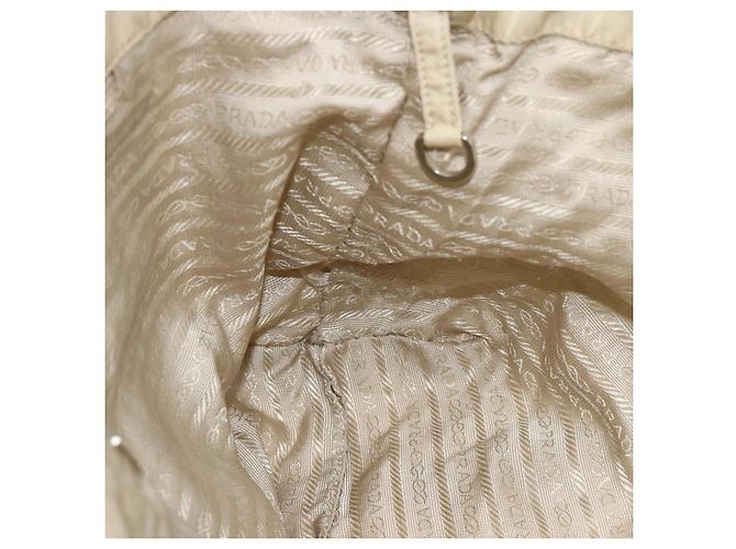 PRADA Borsa a mano in nylon beige argento autentica bs34100 - vista 18