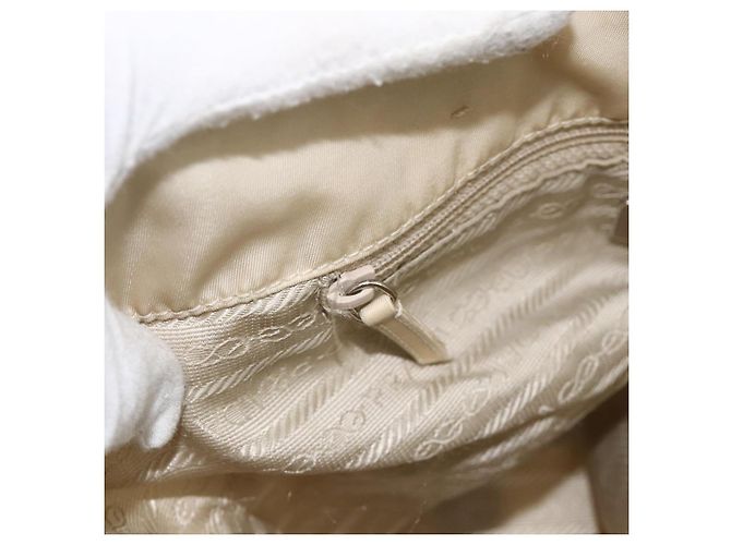 PRADA Borsa a mano in nylon beige argento autentica bs34100 - vista 21