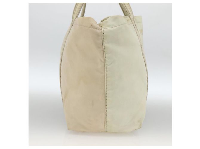 PRADA Borsa a mano in nylon beige argento autentica bs34100 - vista 3