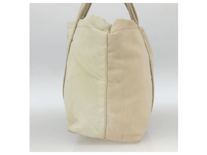 PRADA Borsa a mano in nylon beige argento autentica bs34100 - vista 4