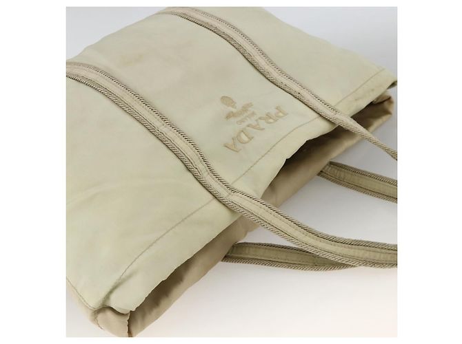 PRADA Borsa a mano in nylon beige argento autentica bs34100 - vista 6