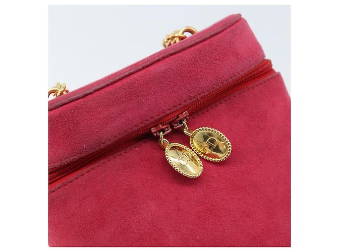 Borsa a Spalla con Catena Christian Dior in Pelle Scamosciata Rosa Oro Auth ARZ505A - vista 17