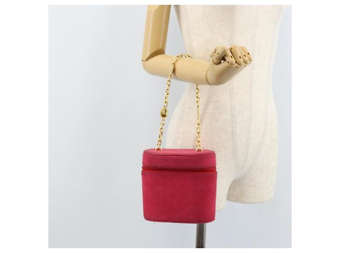 Borsa a Spalla con Catena Christian Dior in Pelle Scamosciata Rosa Oro Auth ARZ505A - vista 21