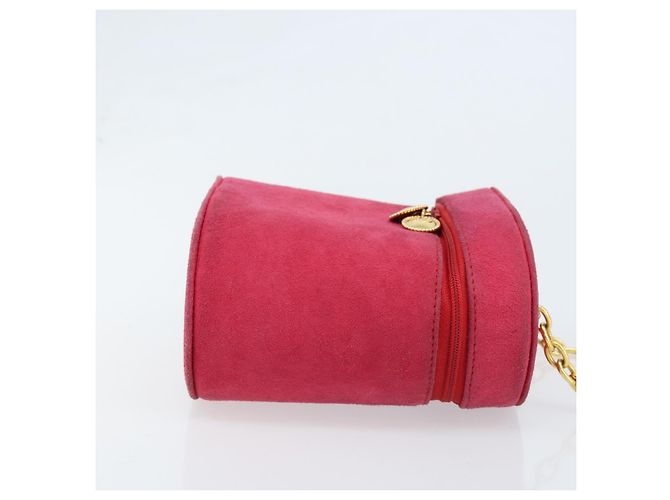Borsa a Spalla con Catena Christian Dior in Pelle Scamosciata Rosa Oro Auth ARZ505A - vista 3