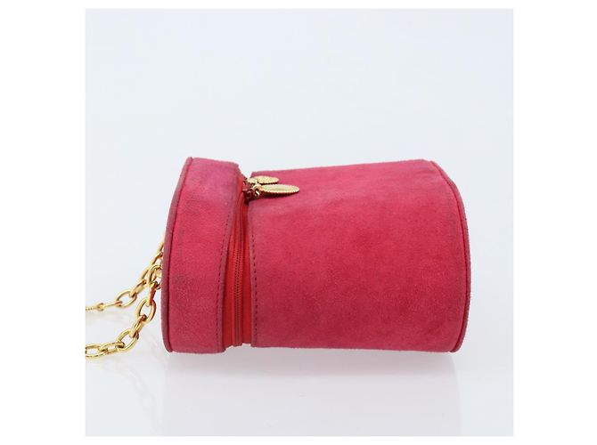 Borsa a Spalla con Catena Christian Dior in Pelle Scamosciata Rosa Oro Auth ARZ505A - vista 4