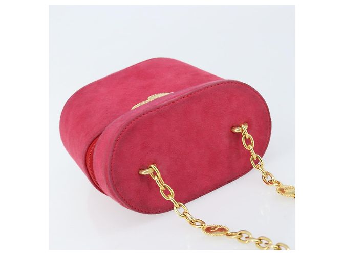 Borsa a Spalla con Catena Christian Dior in Pelle Scamosciata Rosa Oro Auth ARZ505A - vista 6