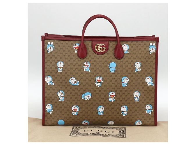 GUCCI GUCCI �~ Borsa Micro GG Supreme Doraemon PVC 2way Beige 653952 Auth ka3262SM D'oro - vista 12