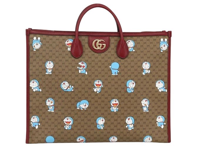GUCCI GUCCI �~ Borsa Micro GG Supreme Doraemon PVC 2way Beige 653952 Auth ka3262SM D'oro - vista 13