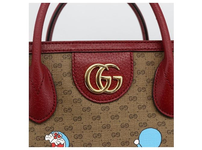 GUCCI GUCCI �~ Borsa Micro GG Supreme Doraemon PVC 2way Beige 653952 Auth ka3262SM D'oro - vista 19