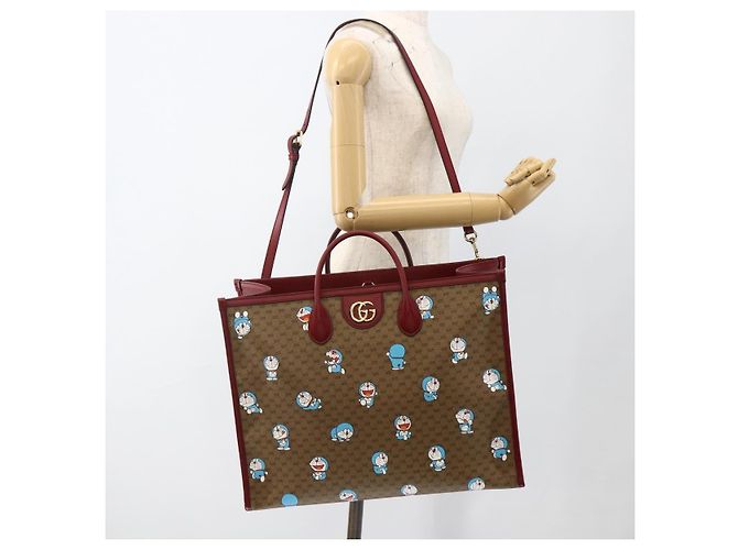 GUCCI GUCCI �~ Borsa Micro GG Supreme Doraemon PVC 2way Beige 653952 Auth ka3262SM D'oro - vista 27