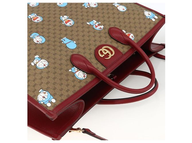 GUCCI GUCCI �~ Borsa Micro GG Supreme Doraemon PVC 2way Beige 653952 Auth ka3262SM D'oro - vista 6